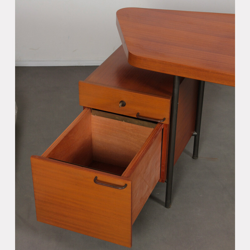 Vintage mahogany and metal desk by Georges Frydman for Efa, 1950s