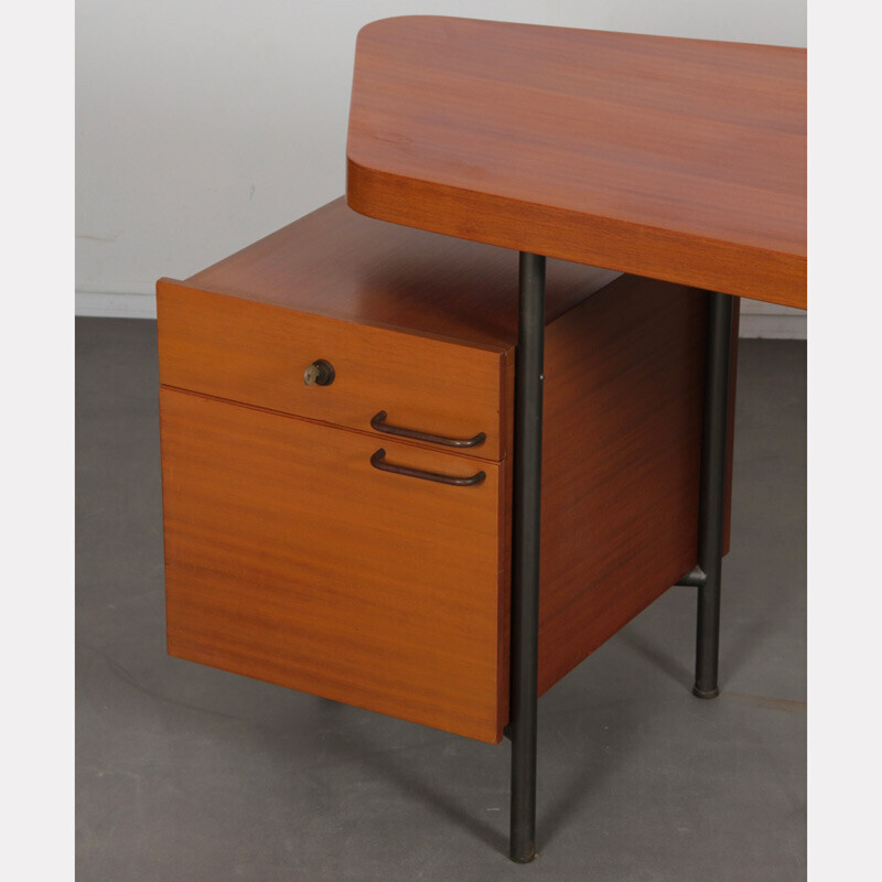 Vintage mahogany and metal desk by Georges Frydman for Efa, 1950s