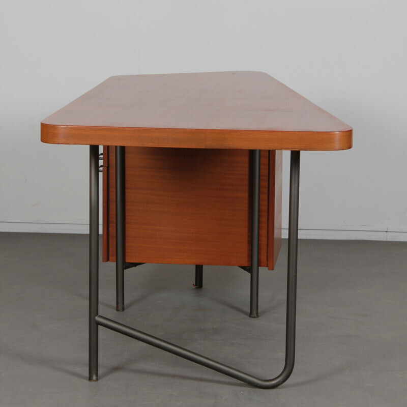 Vintage mahonie en metalen bureau van Georges Frydman voor Efa, 1950