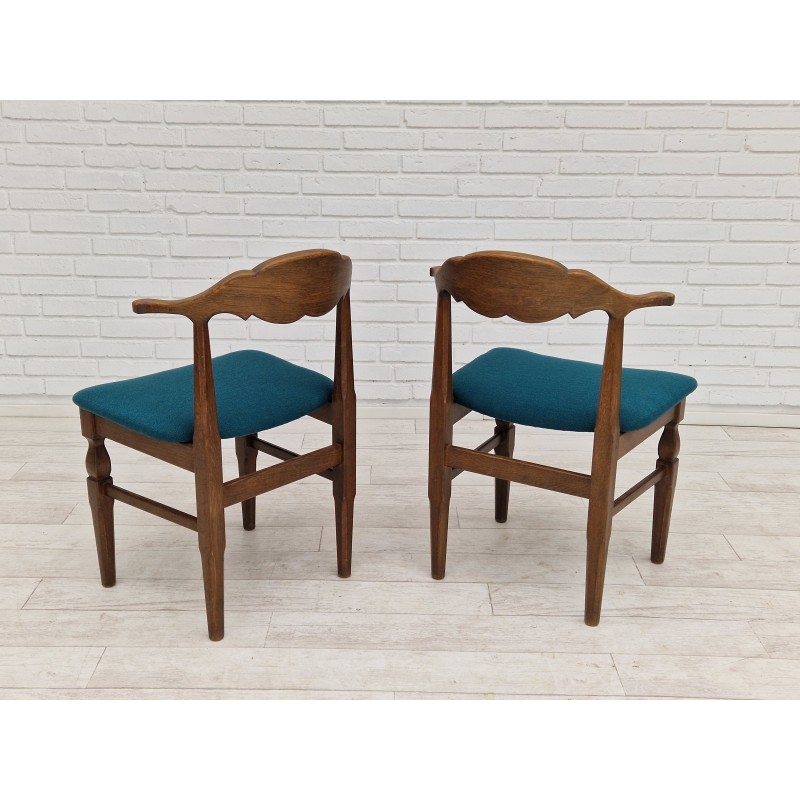 Paire de chaises vintage en chêne et laine par Henning Kjærnulf, Danemark 1960