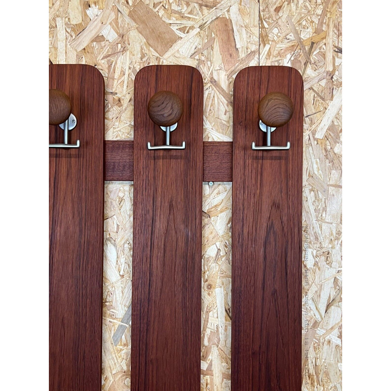 Vintage wall coat rack in wood and metal, Denmark 1960-1970