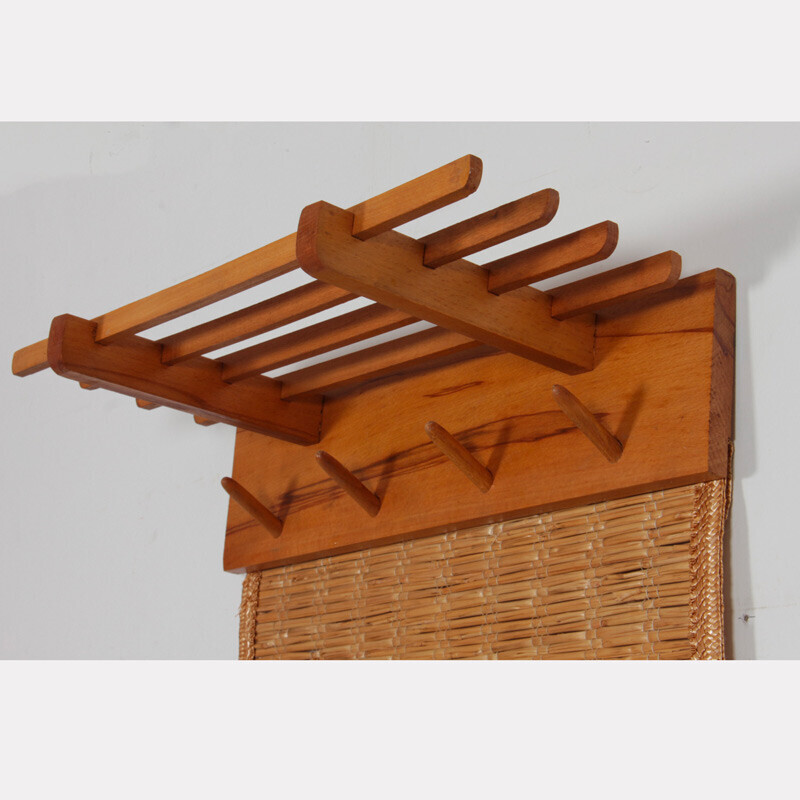 Vintage wicker coat rack for Uluv, Czech Republic 1960