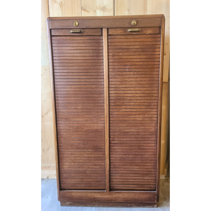 Vintage wooden curtain file cabinet, 1950s