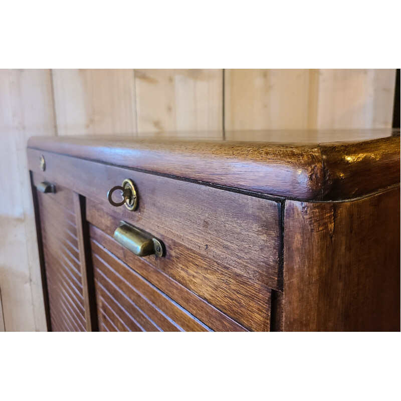 Vintage wooden curtain file cabinet, 1950s