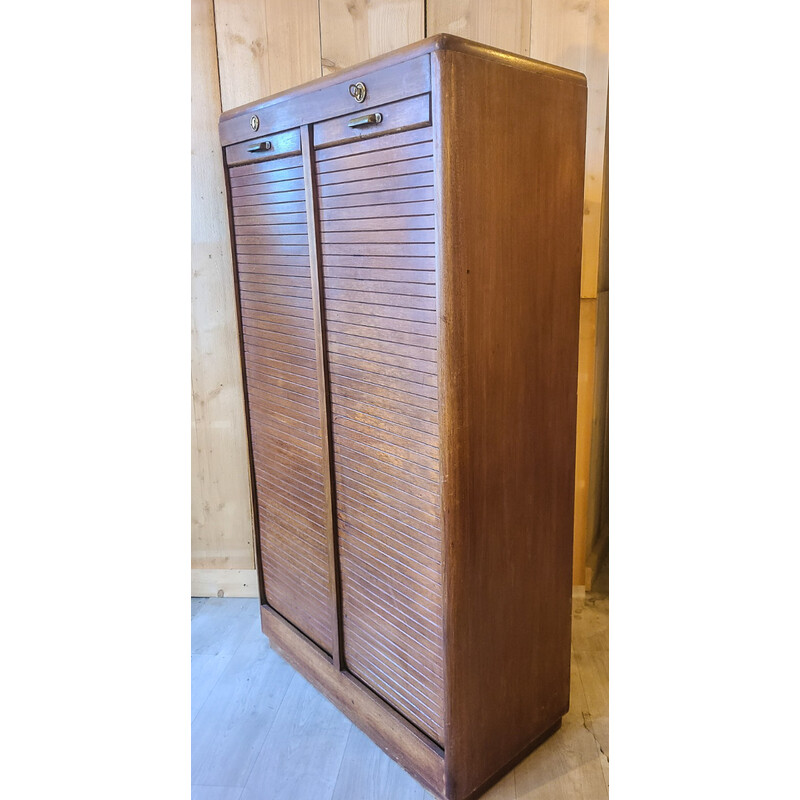 Vintage wooden curtain file cabinet, 1950s