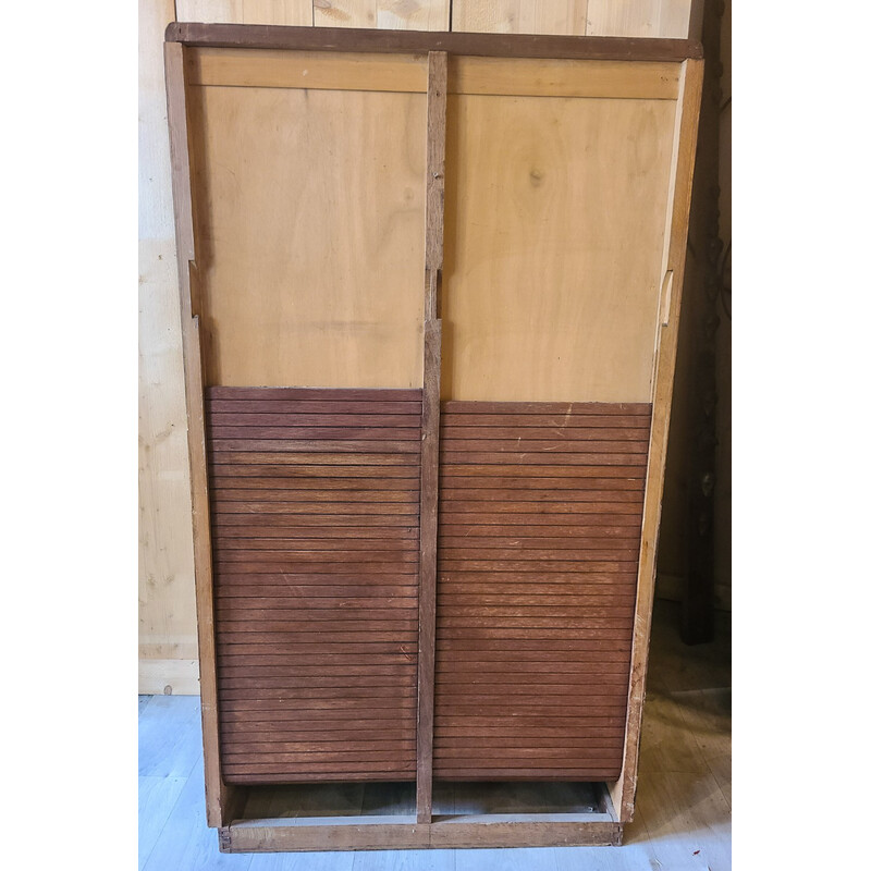 Vintage wooden curtain file cabinet, 1950s