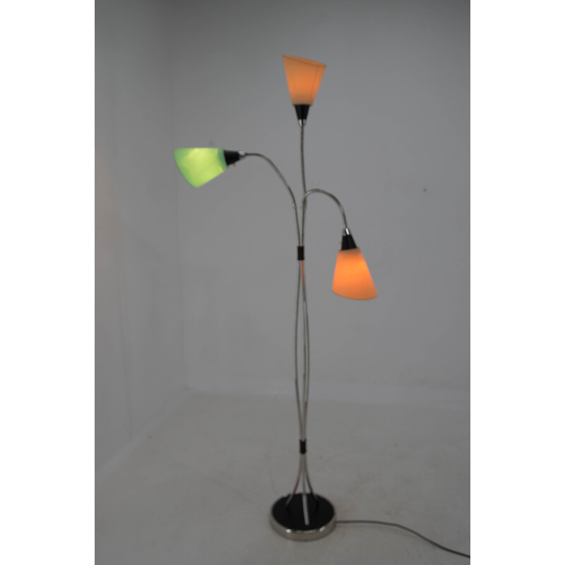 Lampadaire flexible vintage en métal et plastique, Tchécoslovaquie 1960