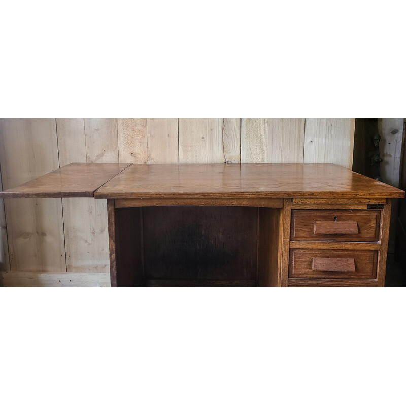 Vintage eikenhouten bureau, Frankrijk 1950