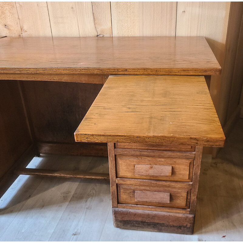 Vintage eikenhouten bureau, Frankrijk 1950