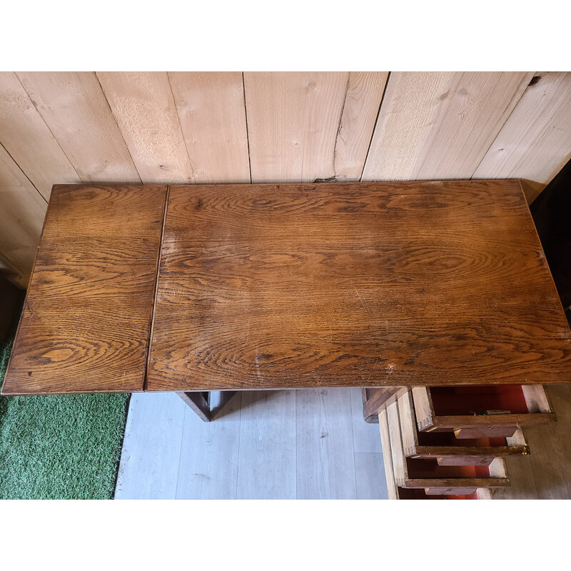 Vintage eikenhouten bureau, Frankrijk 1950