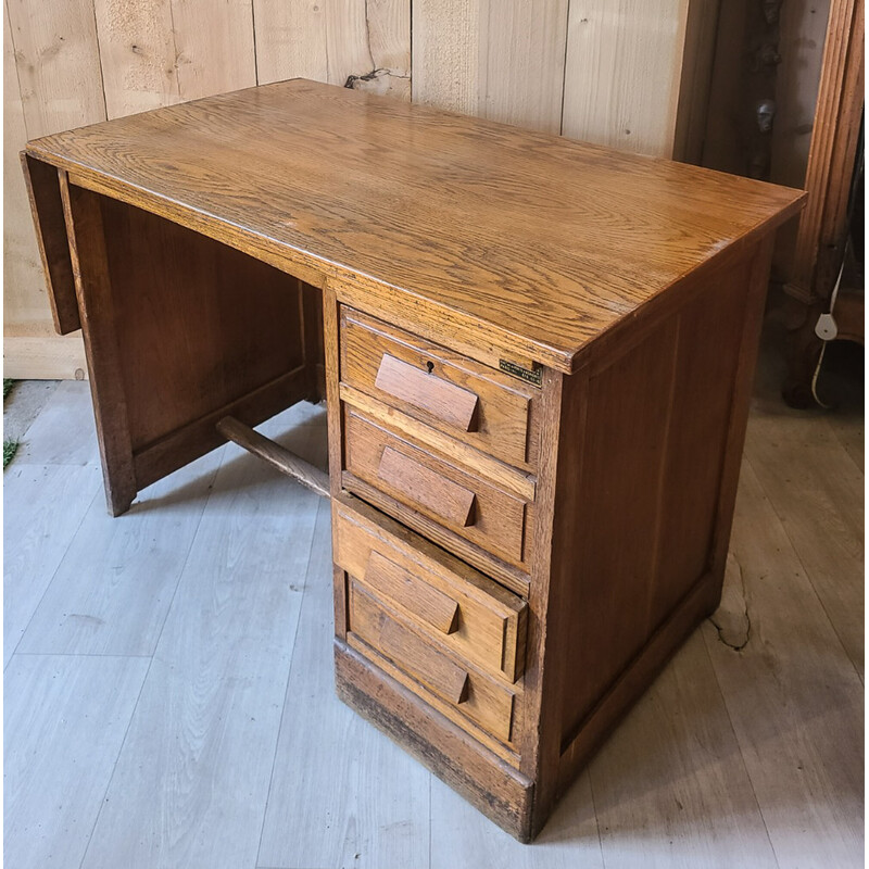 Vintage eikenhouten bureau, Frankrijk 1950