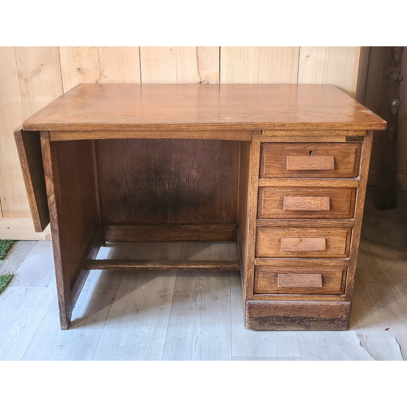 Vintage oakwood desk, France 1950