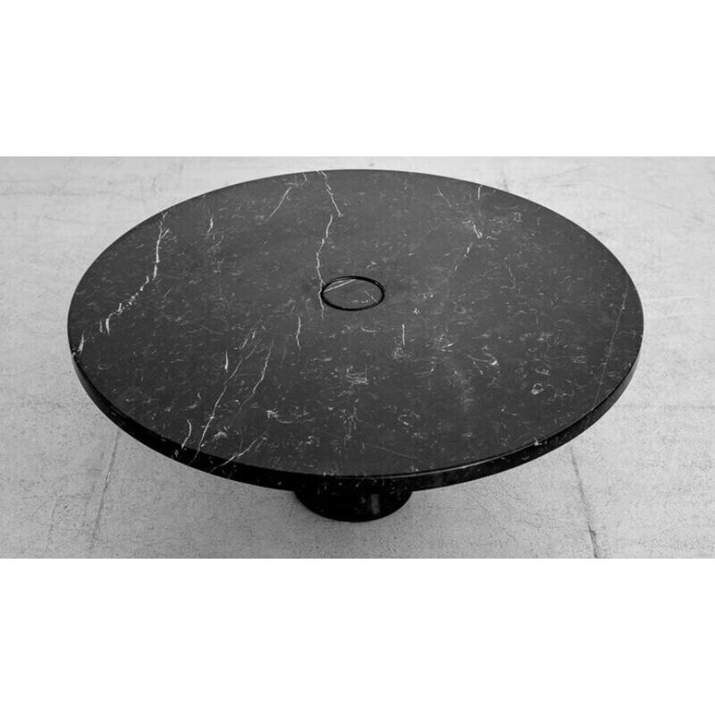 Table ronde vintage Eros en marbre Nero Marquina par Angelo Mangiarotti, Italie, 1970