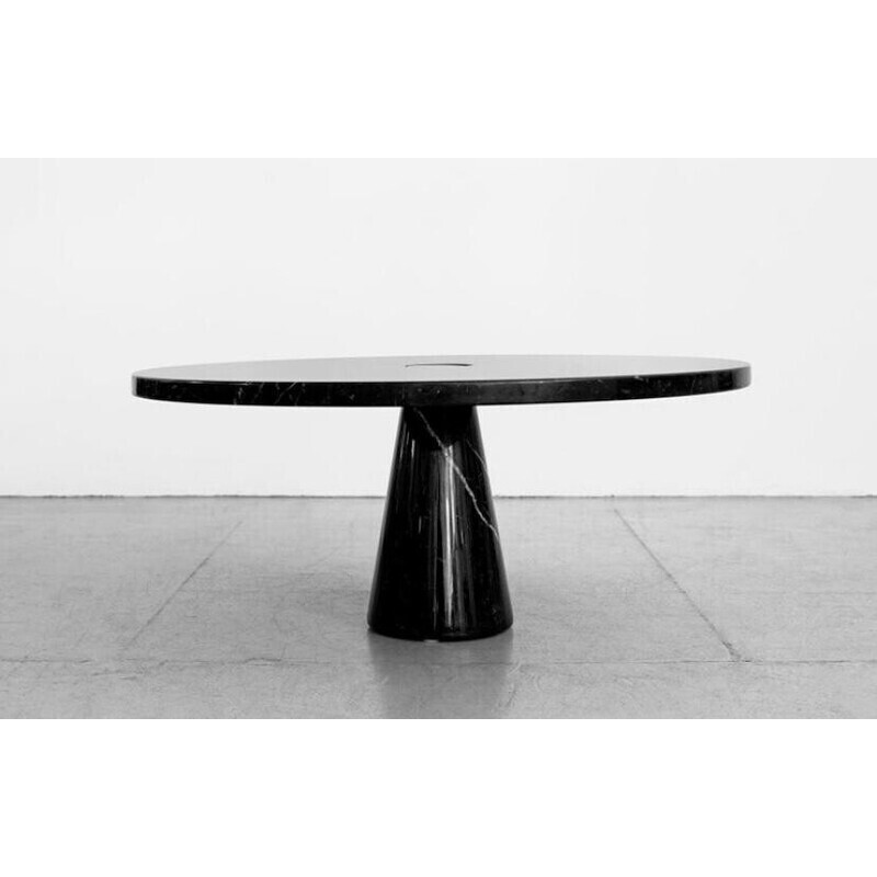 Tavolo da pranzo rotondo Eros in marmo Nero Marquina di Angelo Mangiarotti, Italia anni '70