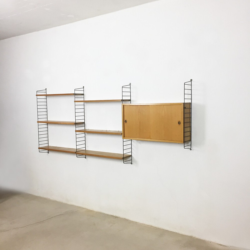 Swedish Ash Wall Unit wall board by Nisse Strinning for String, 1960s