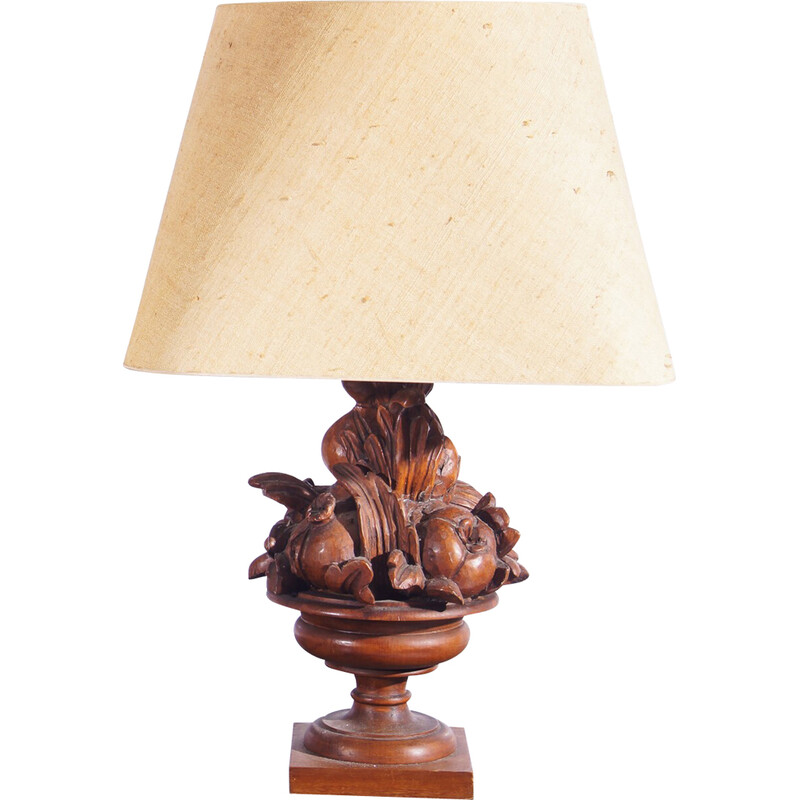 Lámpara de mesa colonial vintage tallada a mano