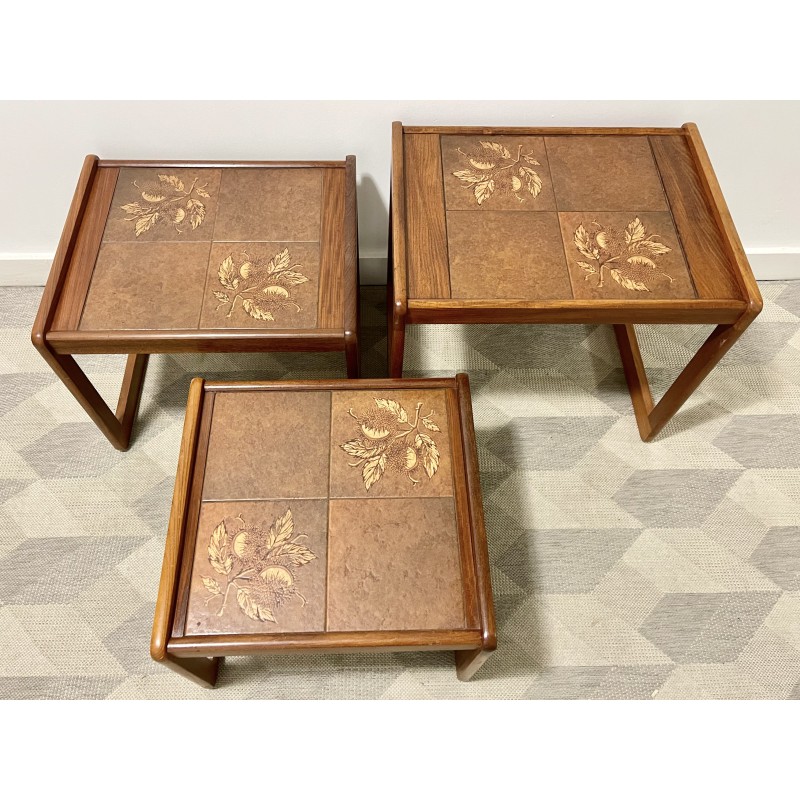 Vintage tiled and teak nesting tables