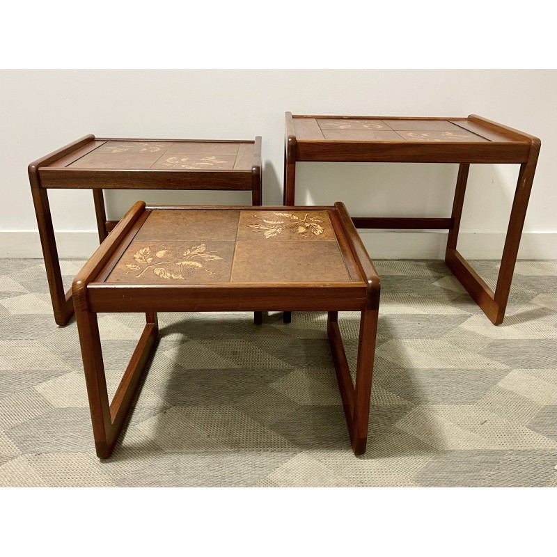 Vintage tiled and teak nesting tables