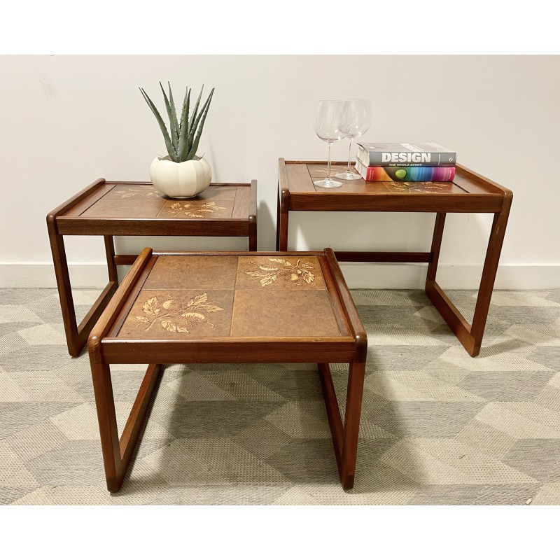 Vintage tiled and teak nesting tables