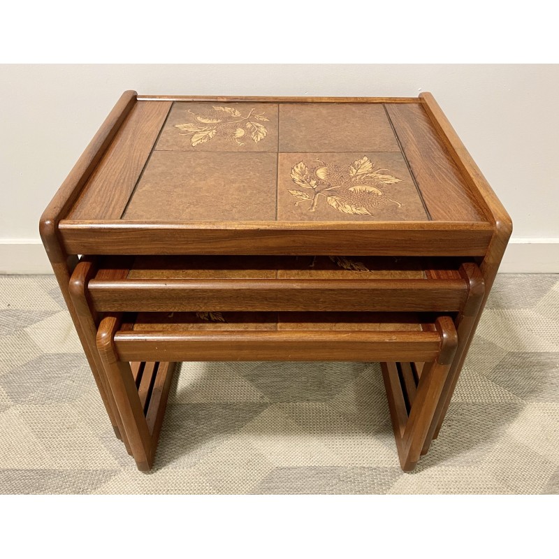 Vintage tiled and teak nesting tables