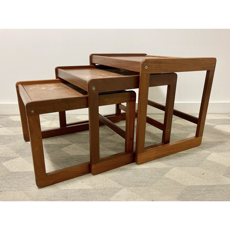 Vintage tiled and teak nesting tables