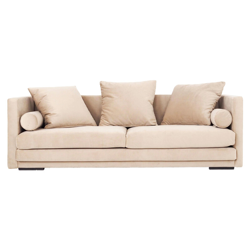 Vintage Scandinavische sofa Malmo in beige velours