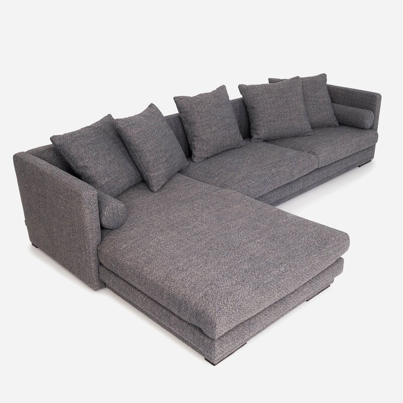 Canapé d'angle scandinave vintage Malmo en mélange gris