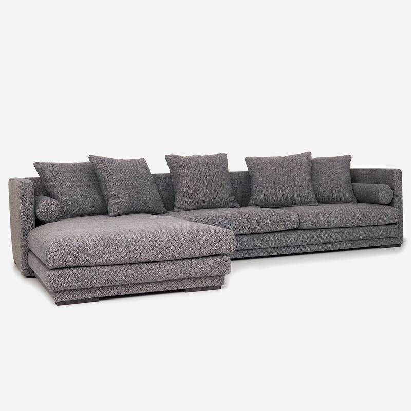 Canapé d'angle scandinave vintage Malmo en mélange gris