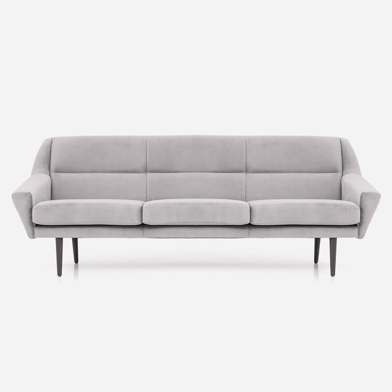 Vintage Scandinavische sofa Skagen in zilver velours