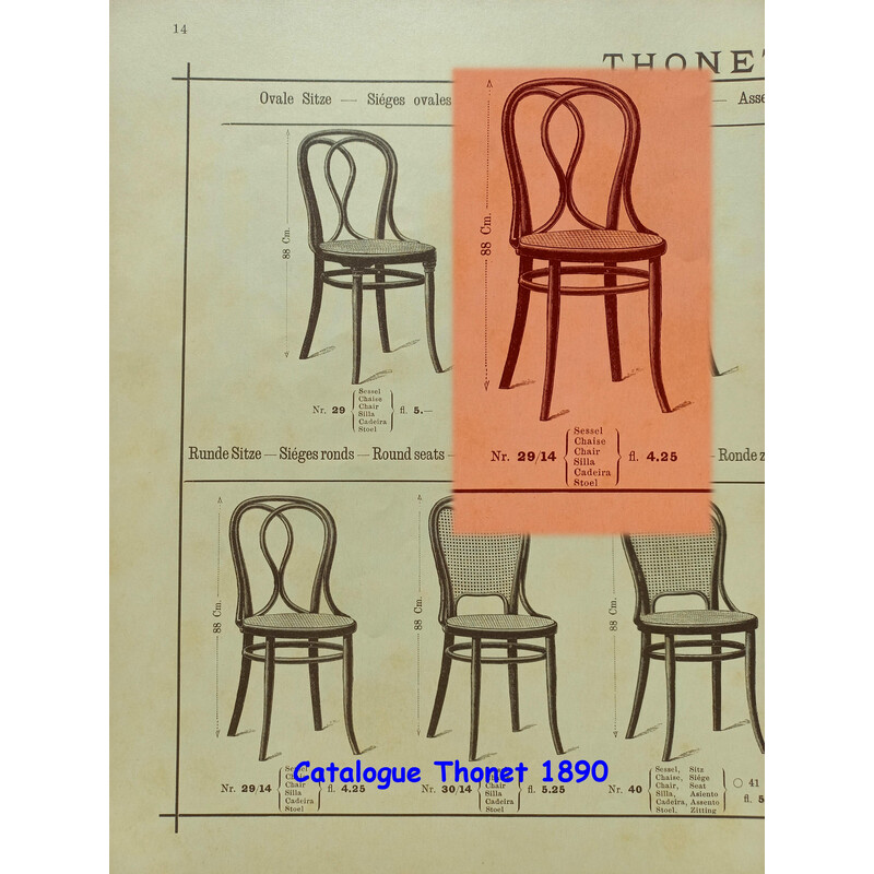 Juego de 6 sillas vintage N°29/14 de Thonet, 1885