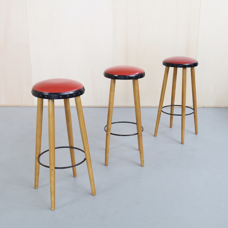 Set of 3 vintage bar stool, 1960s