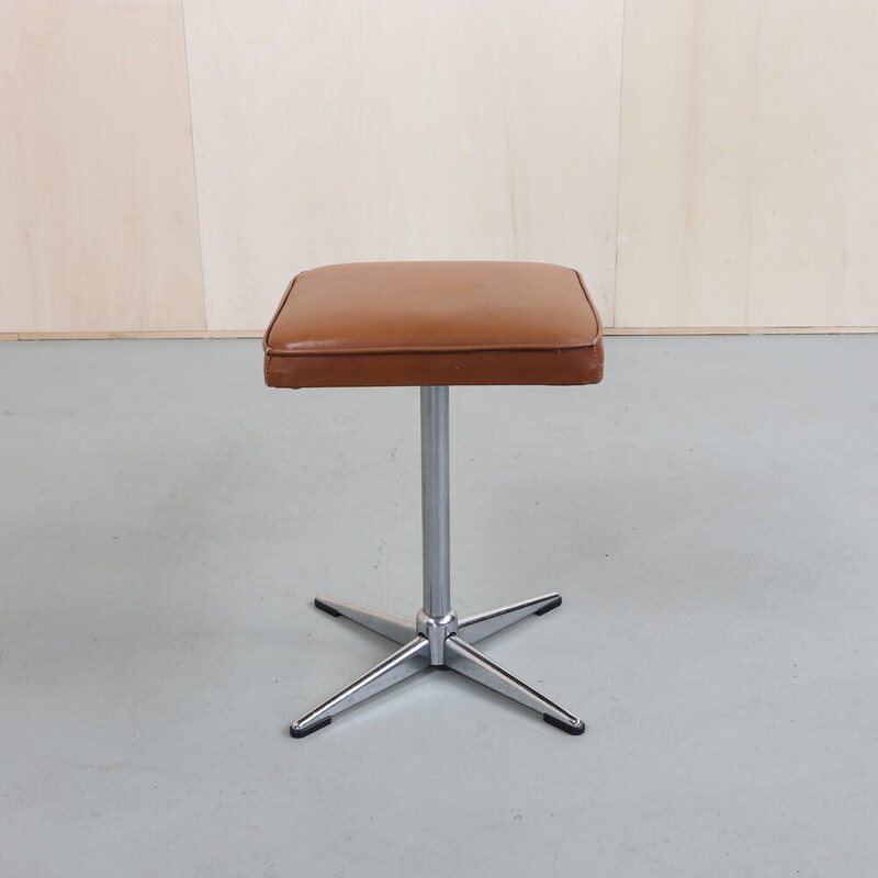 Vintage stool with chrome base