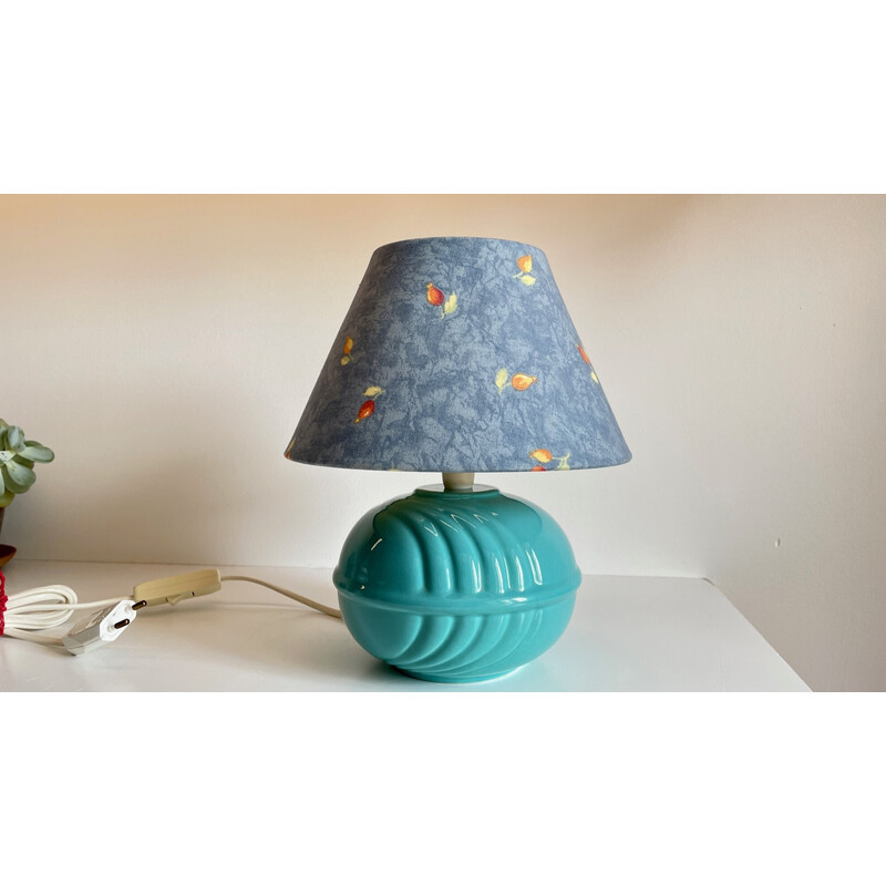 Vintage blue ceramic ball lamp, 1980