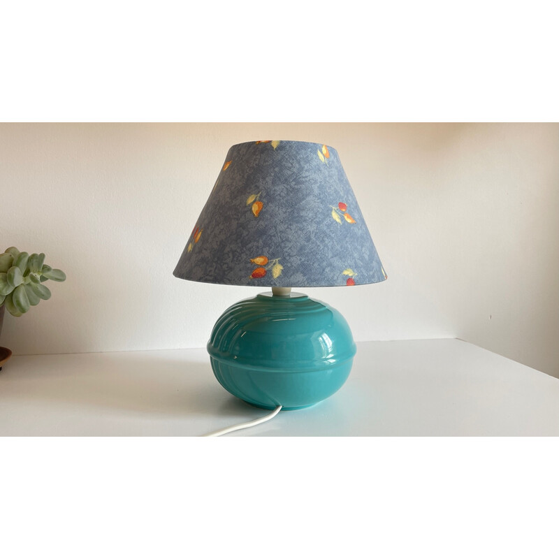 Vintage blue ceramic ball lamp, 1980