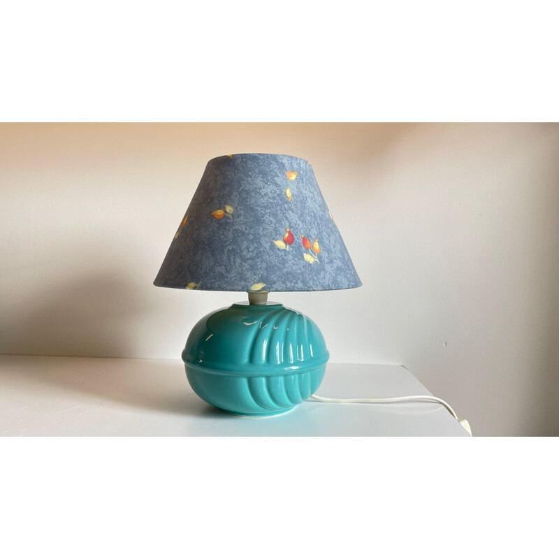 Lampada a sfera in ceramica blu vintage, 1980