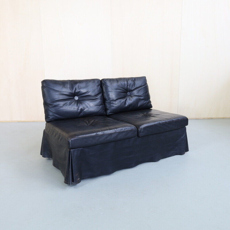 Vintage-Ledersofa auf Rädern, 1970er Jahre