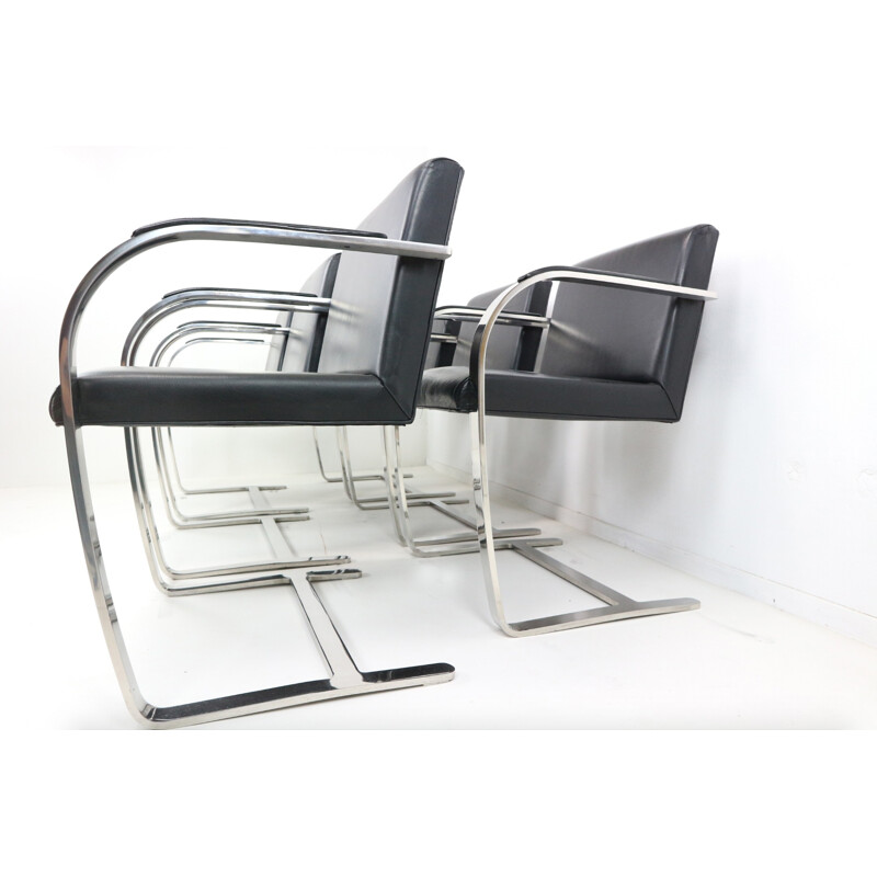 Set of six Brno RVS Flat Bar Armchairs By Ludwig Mies Van Der Rohe For Fasem - 1930s