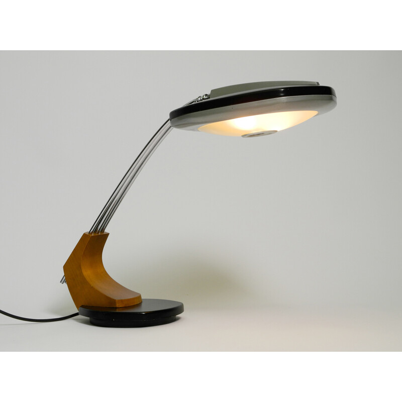 Vintage Falux Fase table lamp in black lacquered metal, Spain 1960