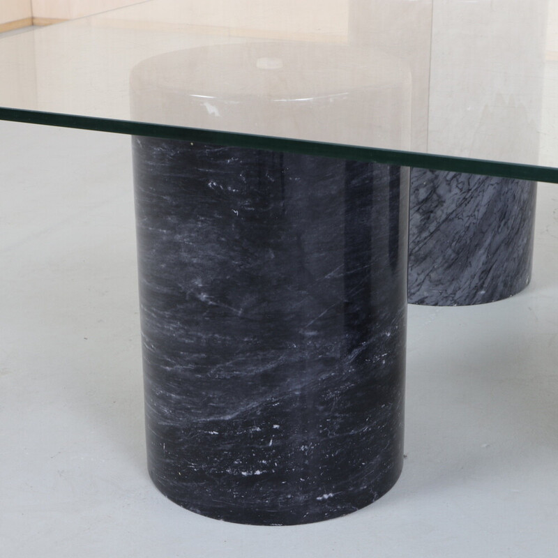 Vintage marble and glass coffee table