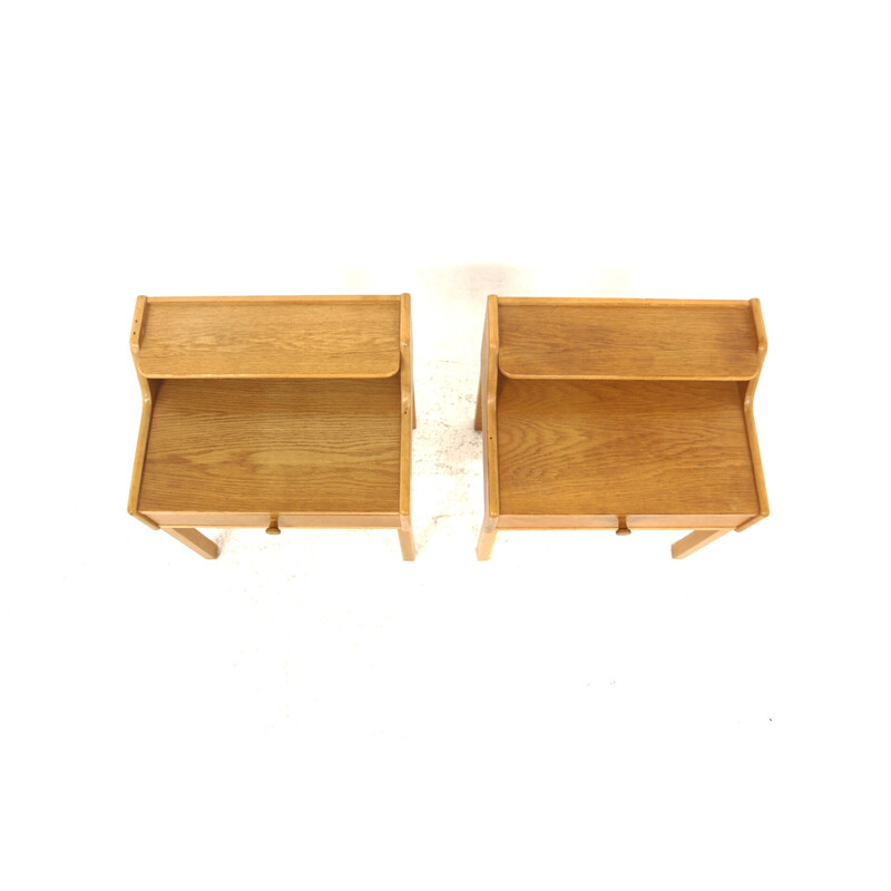 Par de mesas de cabeceira de carvalho vintage para Möbel-Ikea, Suécia 1960