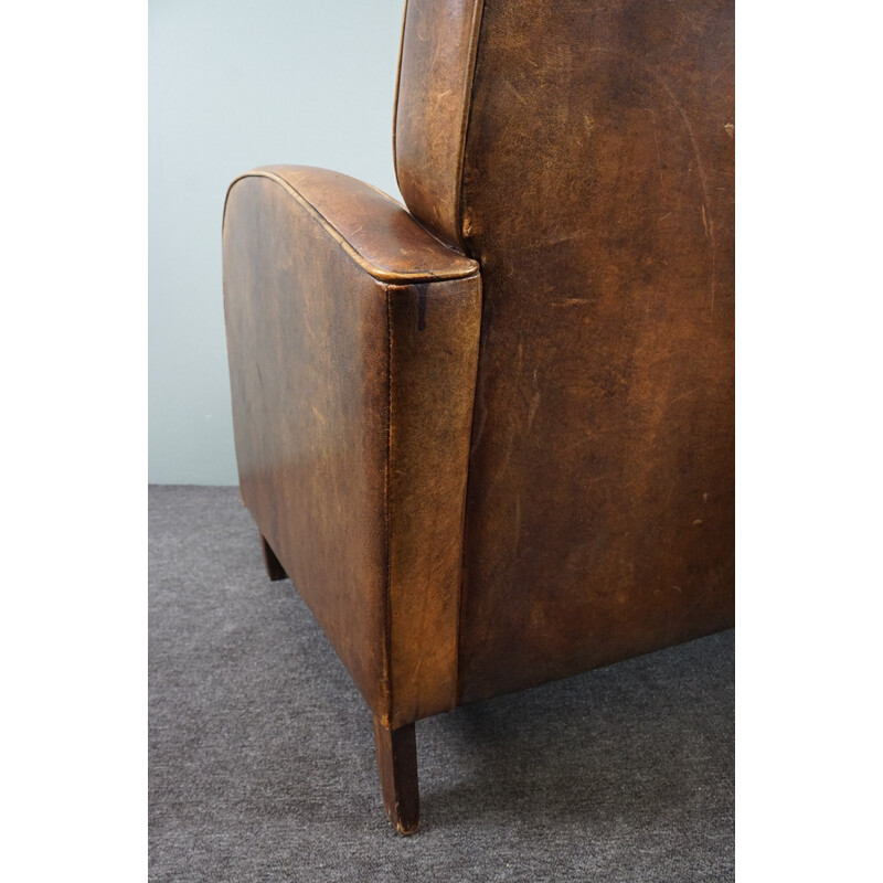 Pair of vintage sheep leather armchairs