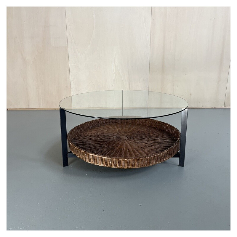 Mesa de centro vintage con revistero de Rudolf Wolf para Rohe Noordwolde, 1960