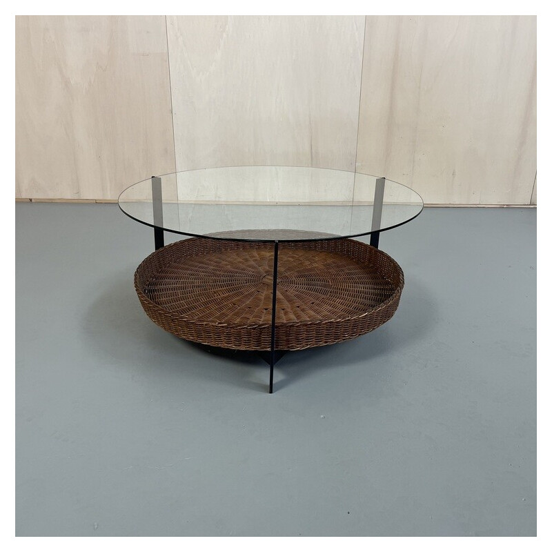 Table basse vintage avec porte-revues par Rudolf Wolf pour Rohe Noordwolde, 1960