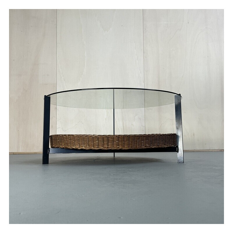 Vintage coffee table with magazine rack by Rudolf Wolf for Rohe Noordwolde, 1960