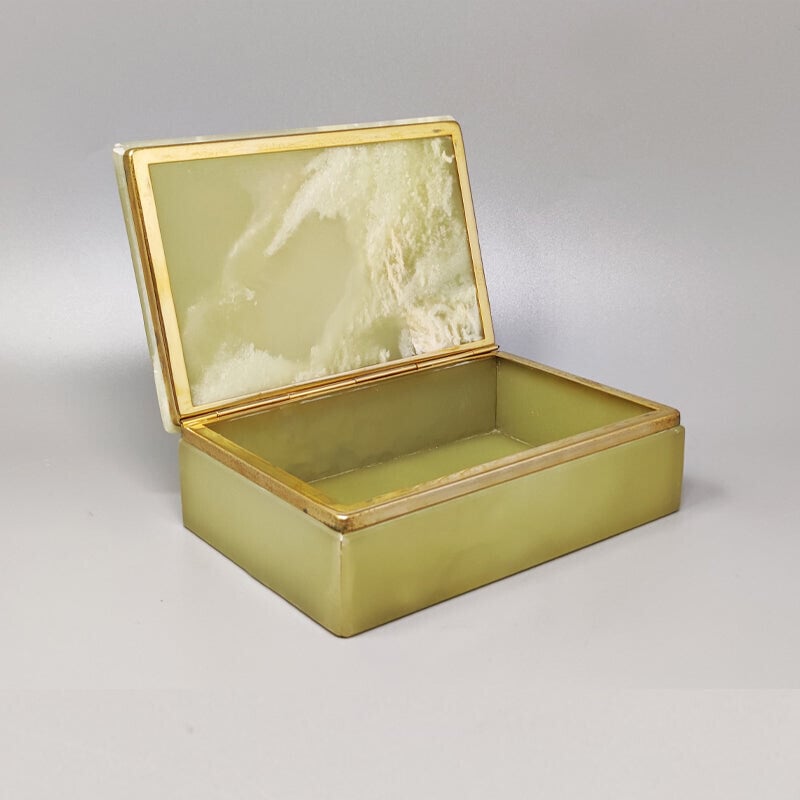 Caja vintage de ónice verde, Italia Años 60