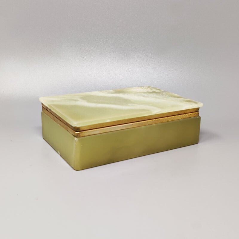 Caja vintage de ónice verde, Italia Años 60