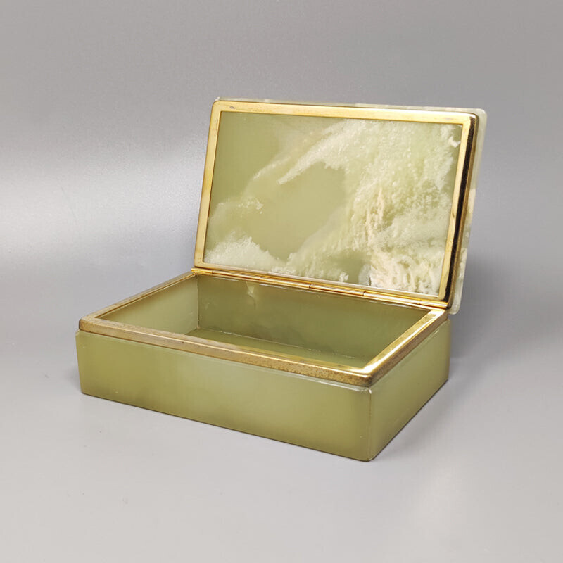 Vintage green onyx box, Italy 1960s
