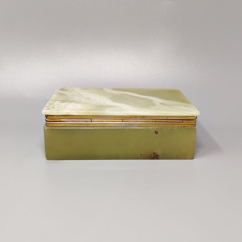 Vintage green onyx box, Italy 1960s