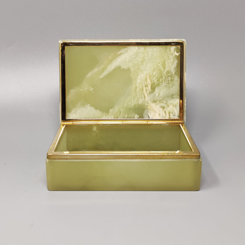 Boîte vintage en onyx vert, Italie 1960
