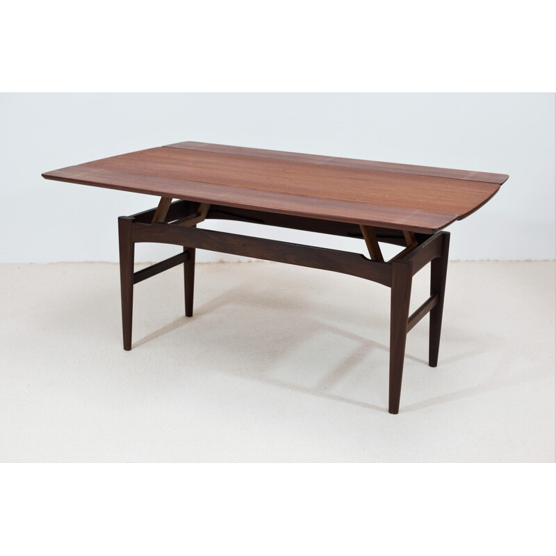 Vintage teak metamorphic coffee table by Niels Bach